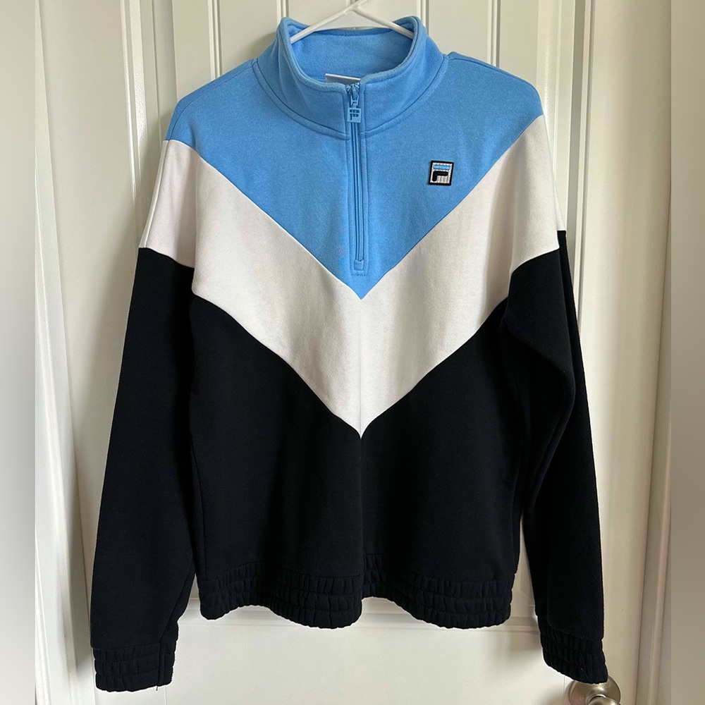 Blue, white and black Fila sweater